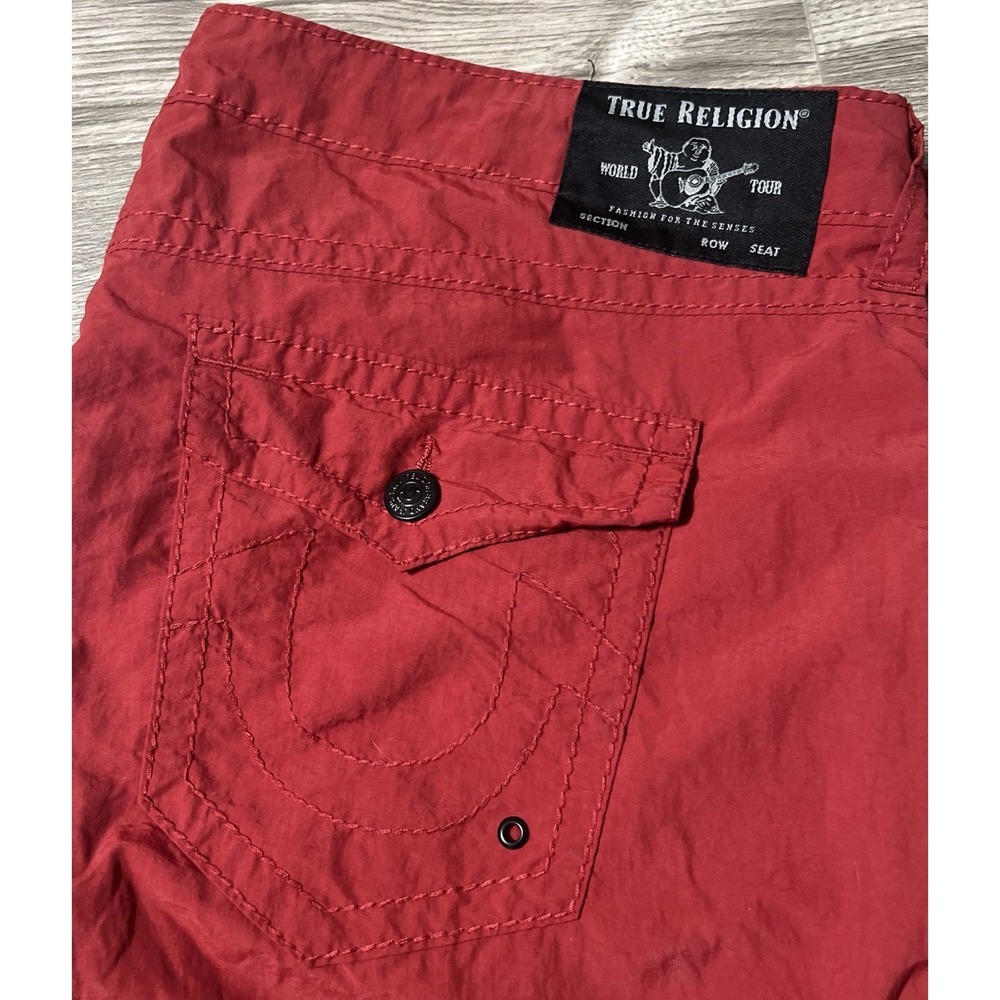 True Religion Ricky Relaxed Straight Nylon Red Board Shorts Size 42 (46"x12")